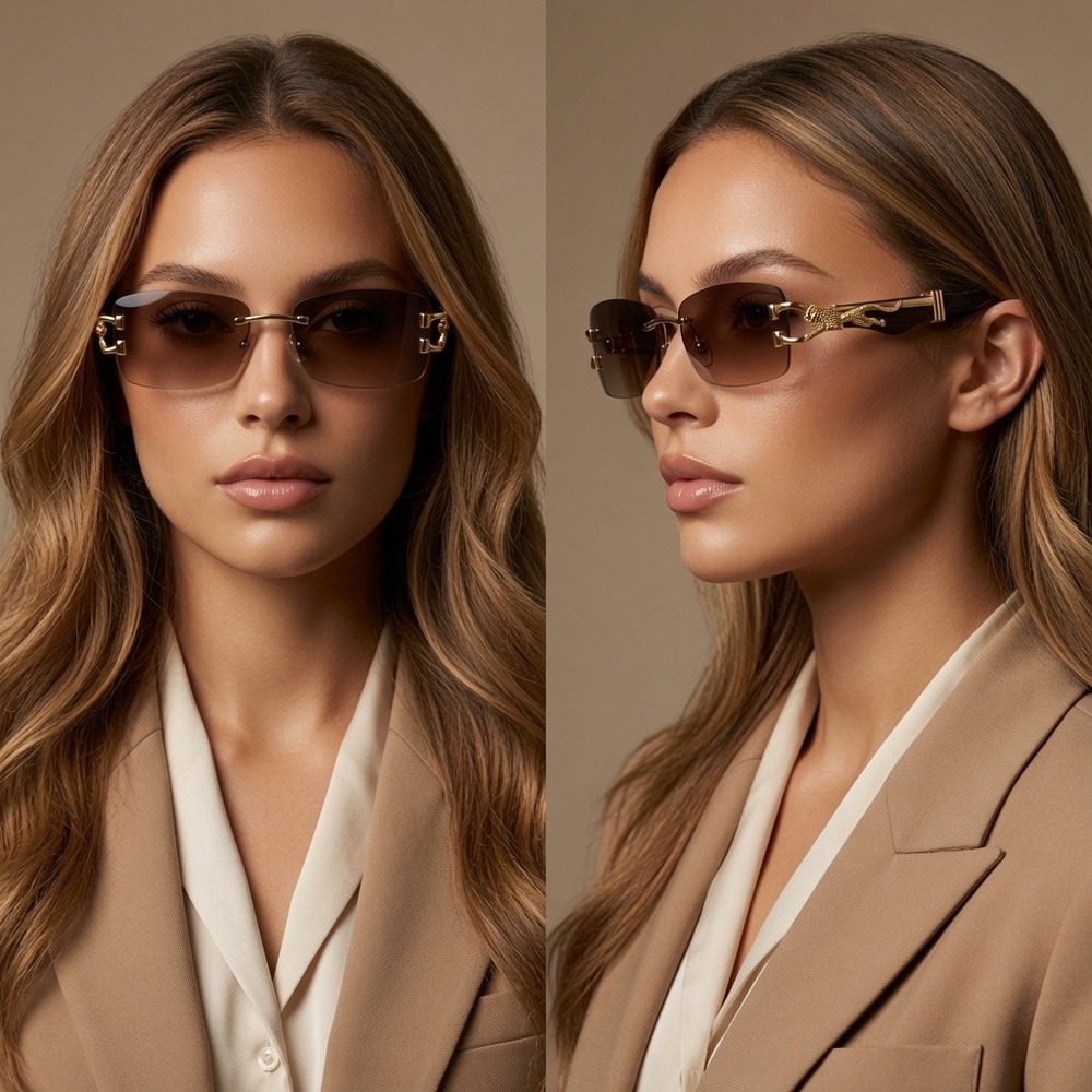 Women Sunglasses Gold Quiet Luxury, Mob Wife, Y2K Retro, Designer Brown Lens New